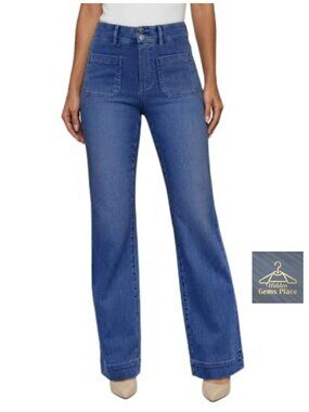 High Waist Straight Leg Stretchy Denim Jeans Women Trendy